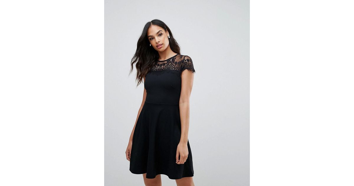 lipsy skater dress with lace body