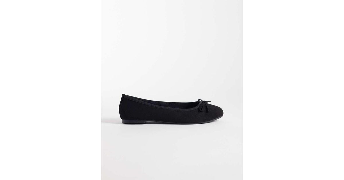 New Look Faux Suede Ballet Flats in Black | Lyst UK
