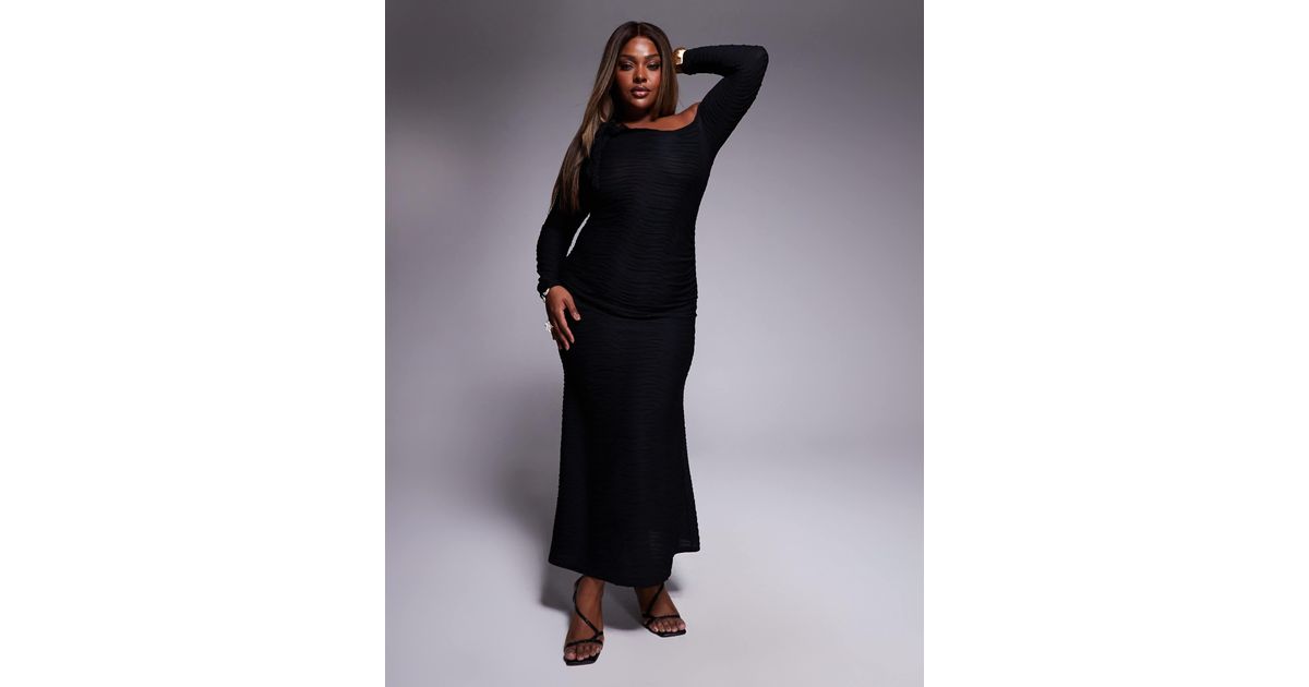 ASOS Asos Design Curve Long Sleeve With Cut Out And Tie Detail Maxi ...