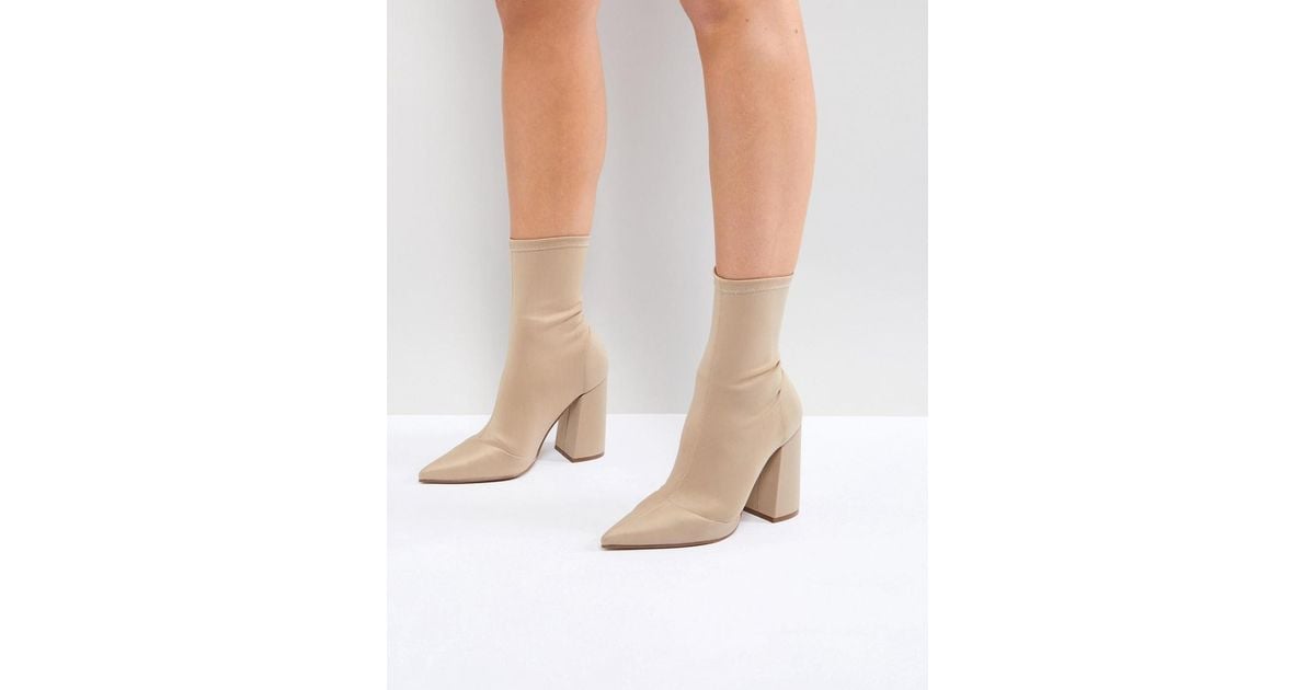 ASOS Asos Ebonie High Heeled Sock Boots in Natural | Lyst