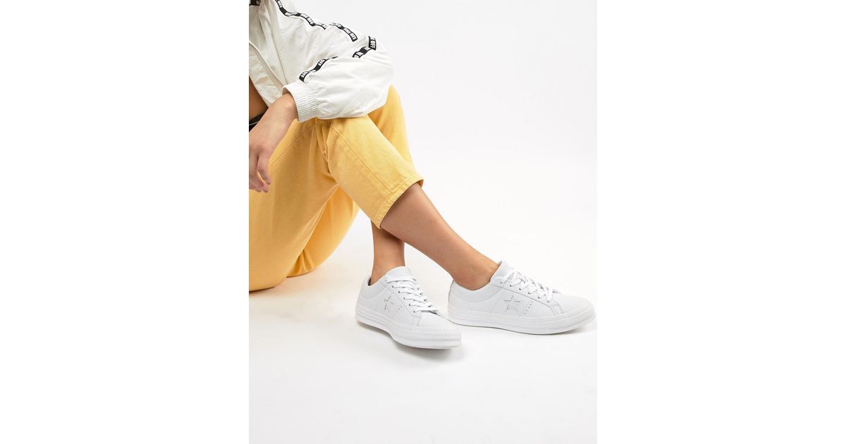 converse one star white leather trainers