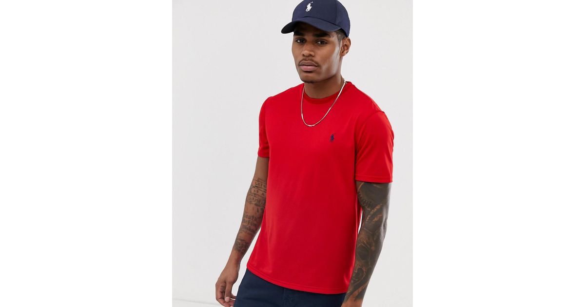 Polo Ralph Lauren Performance Player Logo T-shirt in Red for Men | Lyst