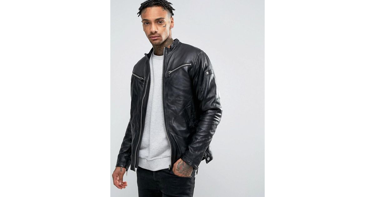 G-Star RAW Mower Leather Jacket in Black for Men - Lyst
