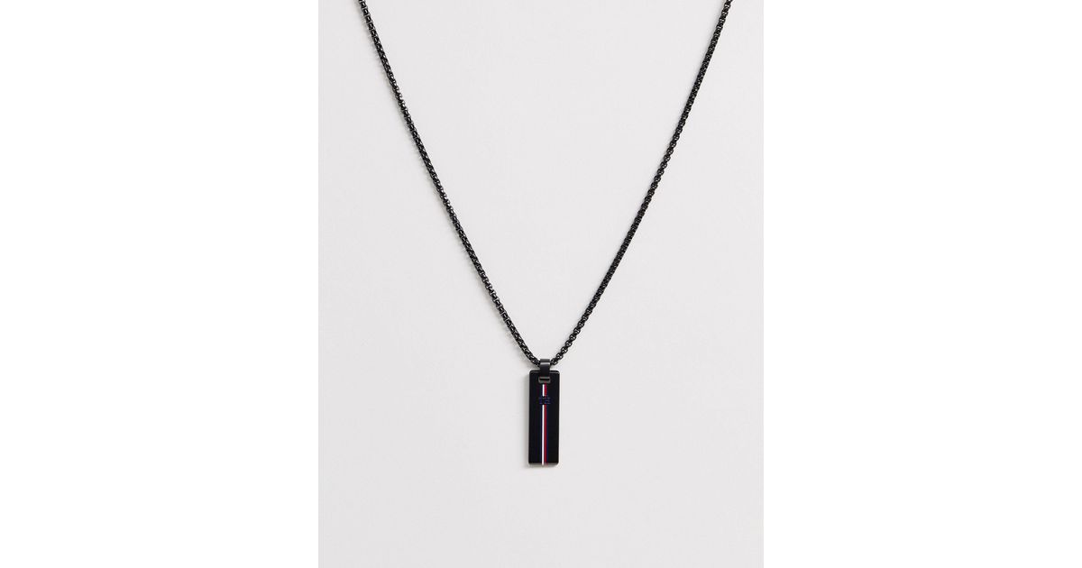 Tommy Hilfiger Neck Chain With Branded Pendant in Black for Men | Lyst  Australia