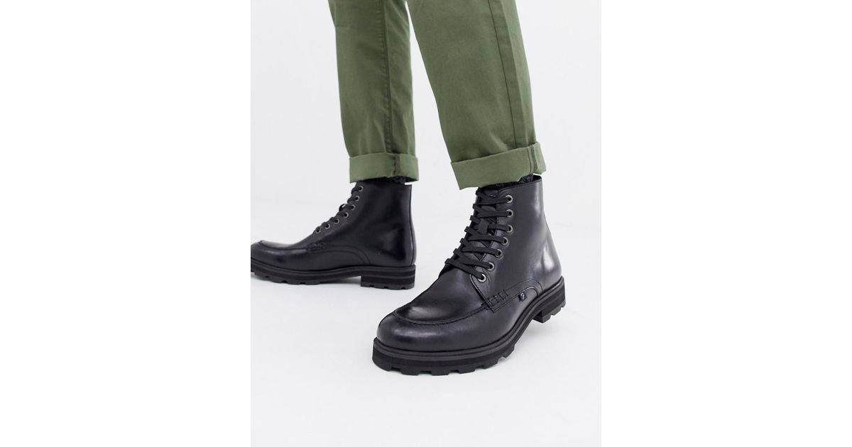 farah jeans chunky lace up boot