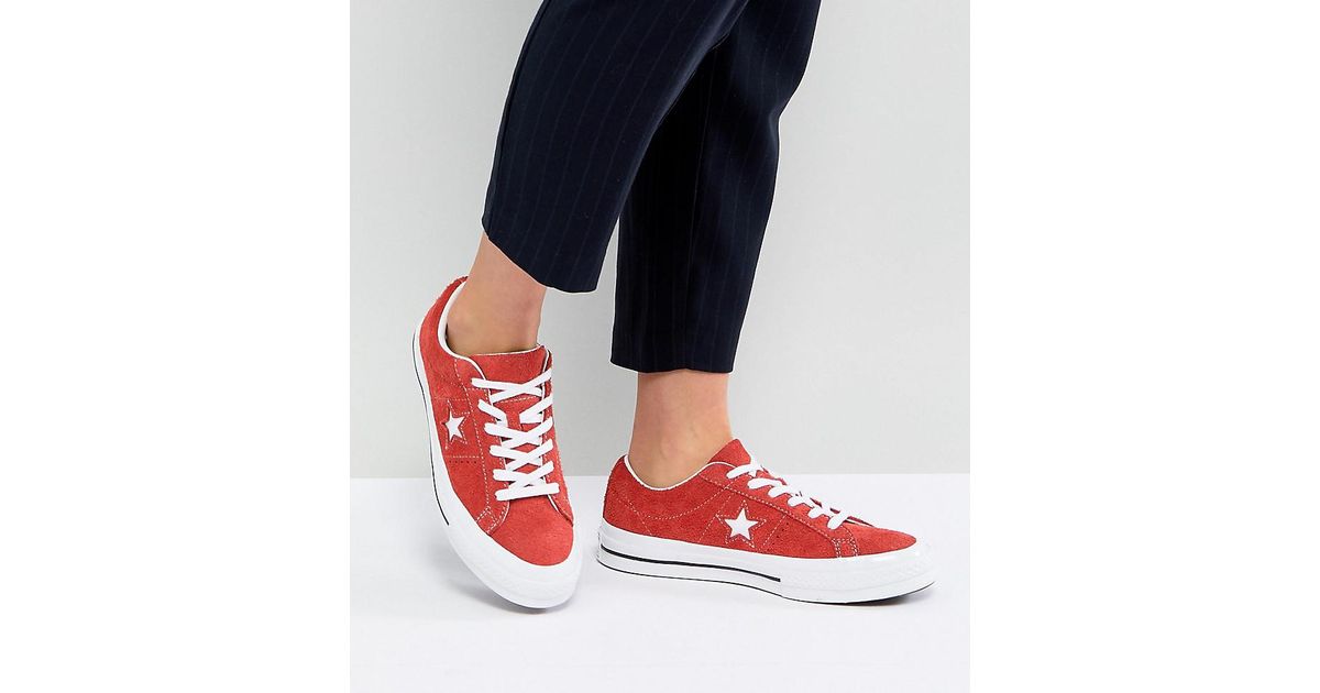 Converse One Star Ox Sneakers In Red Suede | Lyst