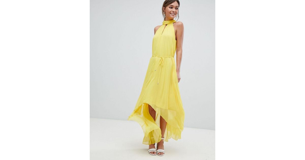 Ted Baker Pleated Collar Maxi Dress in Yellow | Lyst Canada