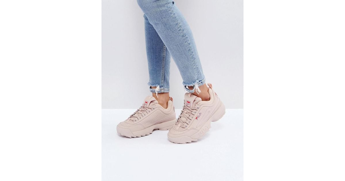Fila Leather Disruptor Low Trainers In Nude in Beige (Natural) - Lyst