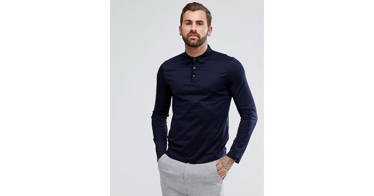 hugo boss slim fit long sleeve polo