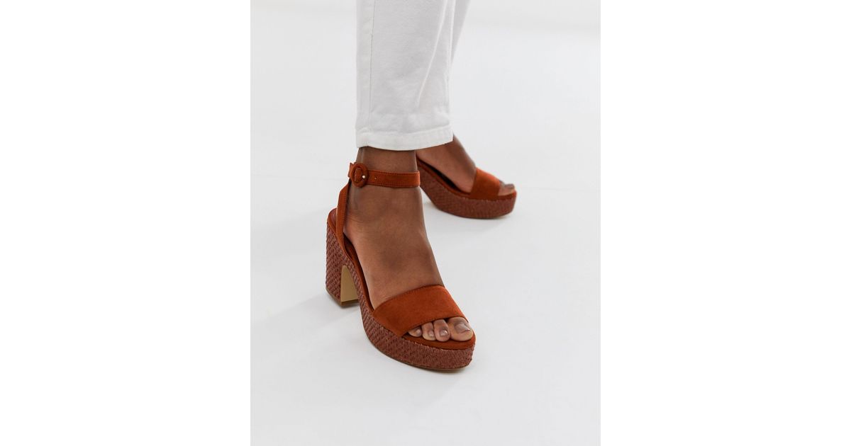 Mango Suede Platform Sandals in Orange 