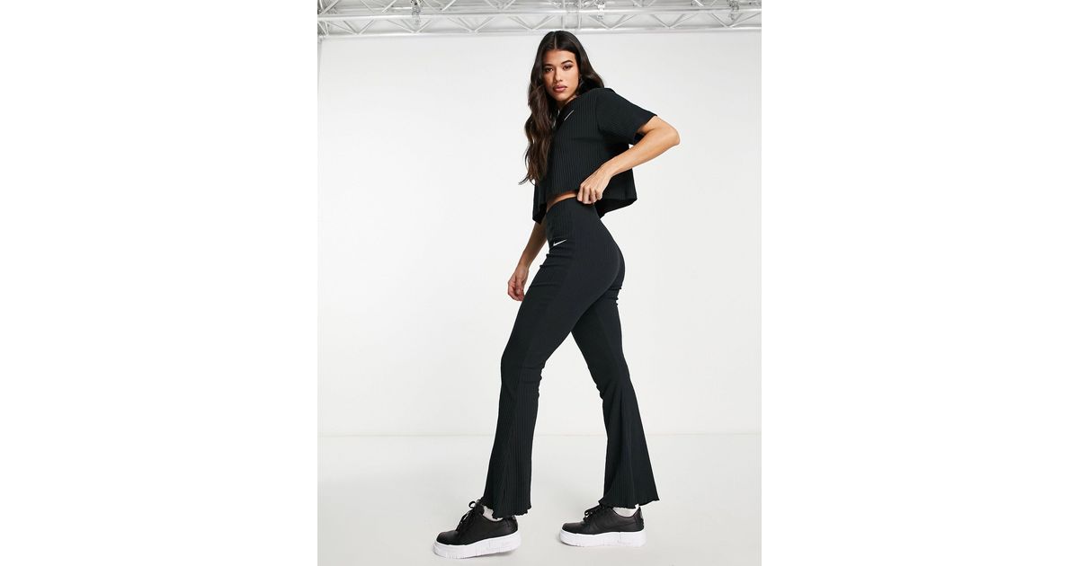 Nike Rib Jersey Flare Trousers in Black