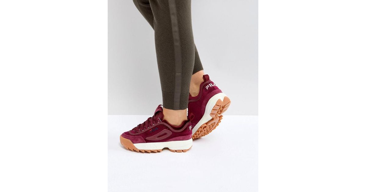 Fila Disruptor In Burgundy Velvet in Red | Lyst Canada