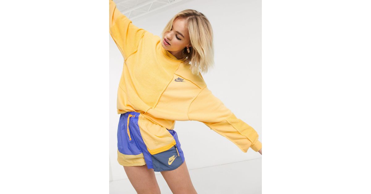 Nike Reverse Panel Sweatshirt in Yellow | Lyst
