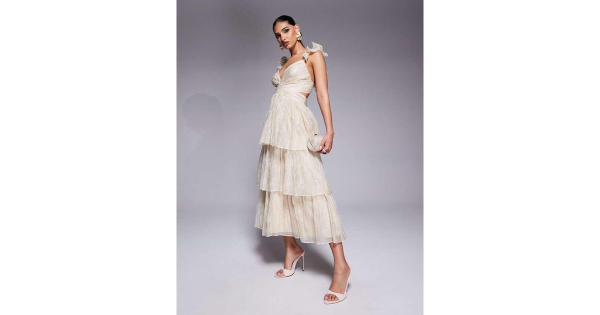 Lulus Lulus Embroidered Organza Midaxi Dress in White