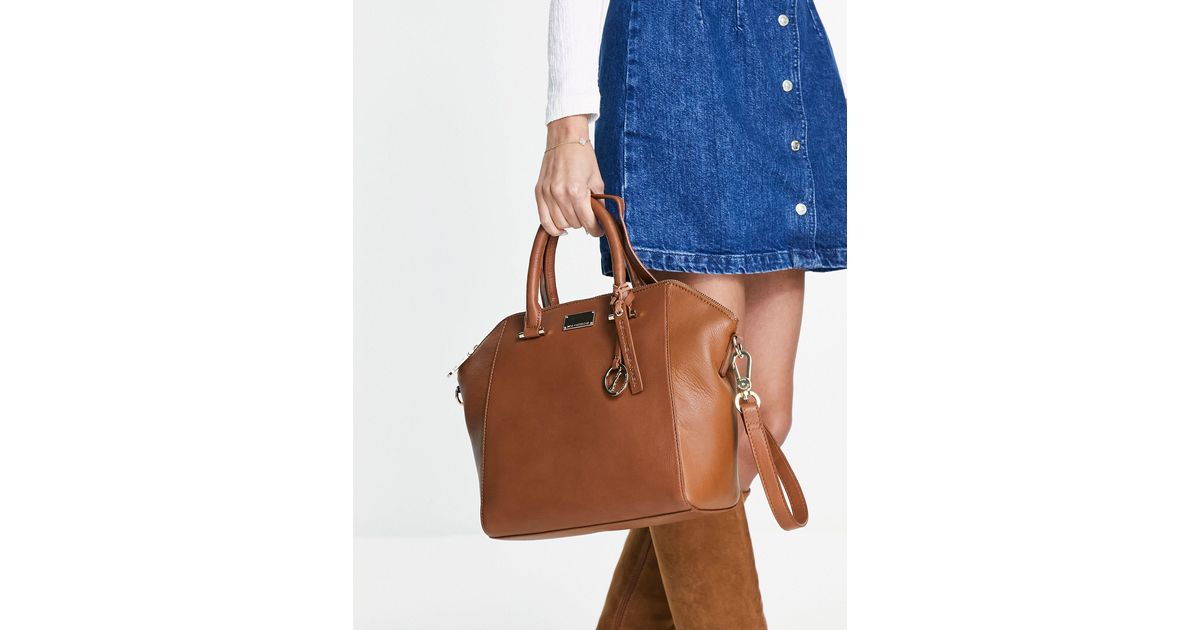 Paul Costelloe Leather Top Handle Tote Bag in Brown Lyst