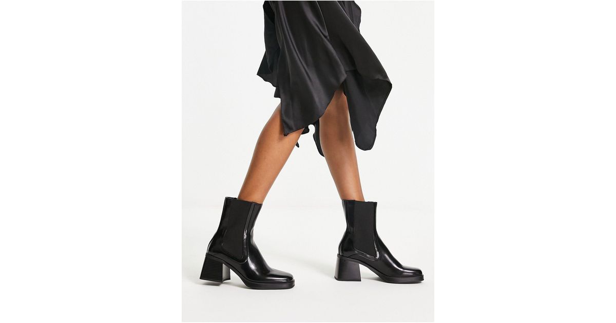 Bershka Mid Heel Chelsea Boots in Black | Lyst