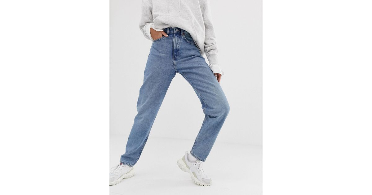 weekday lash organic cotton oversized mom jean in light blue