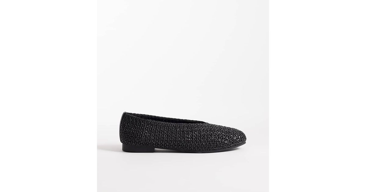 SEQWL Wide Fit Woven Ballet Flats in Black | Lyst UK