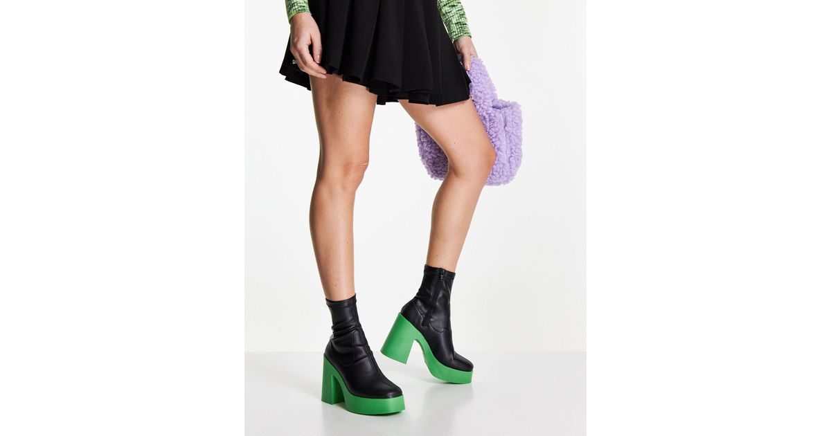 asos elsie sock boot green