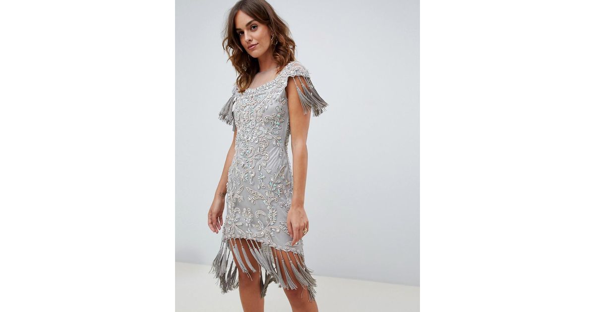 iridescent fringe dress