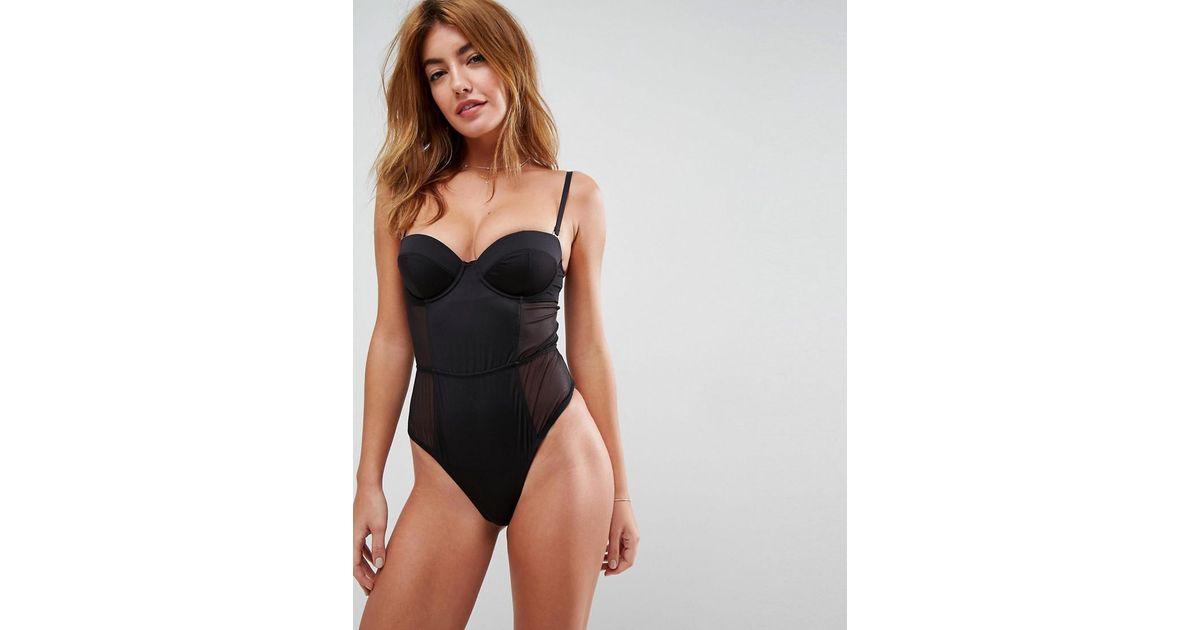 ASOS Asos Amber Microfibre Underwire Bodysuit in Black