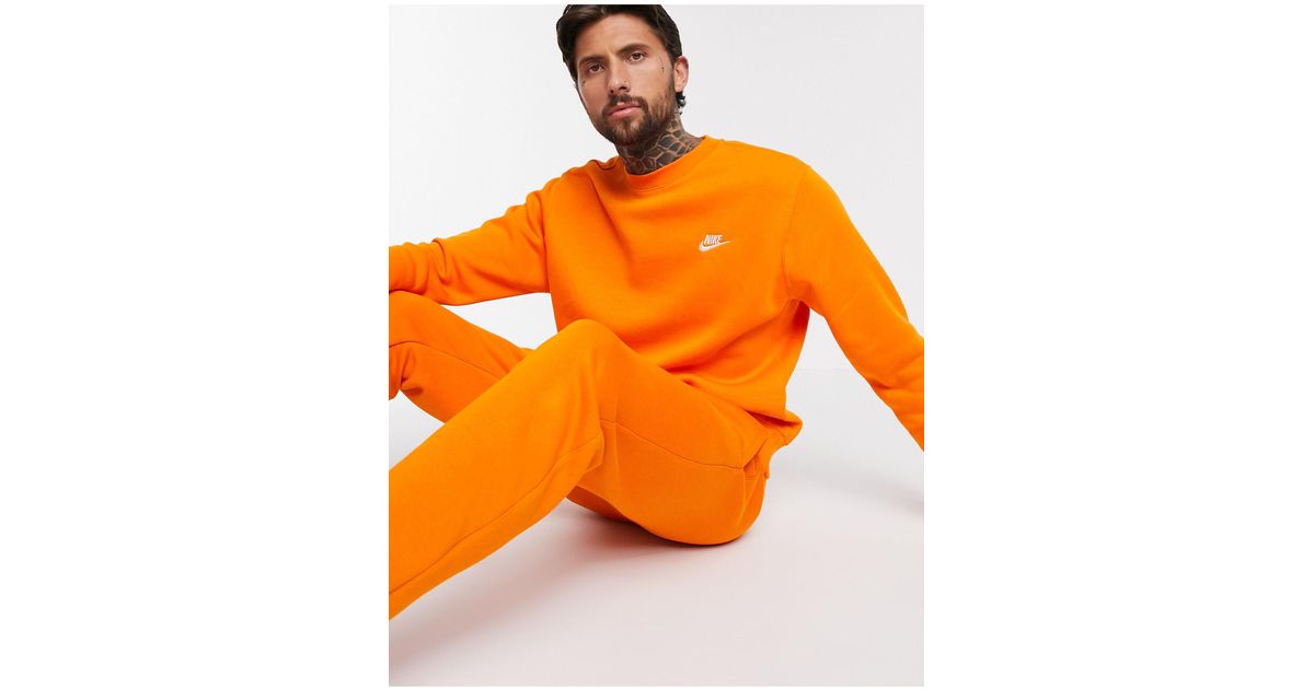 Club - Sweat-shirt ras Coton Nike pour homme en coloris Orange | Lyst