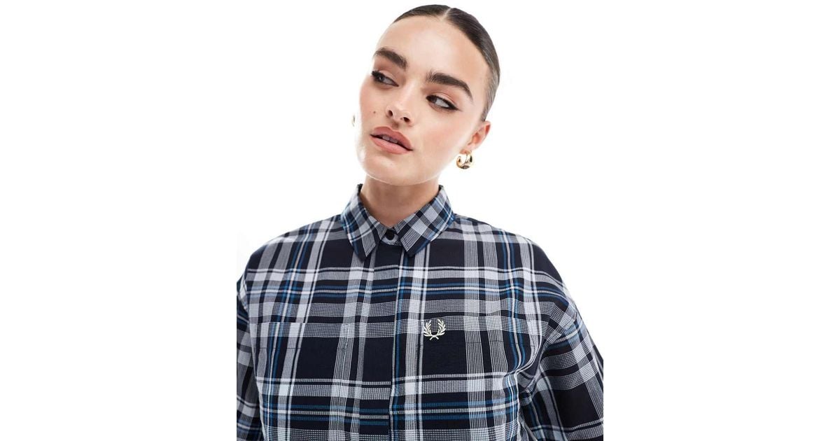 Fred Perry Tartan Sheer Shirt in Blue | Lyst UK