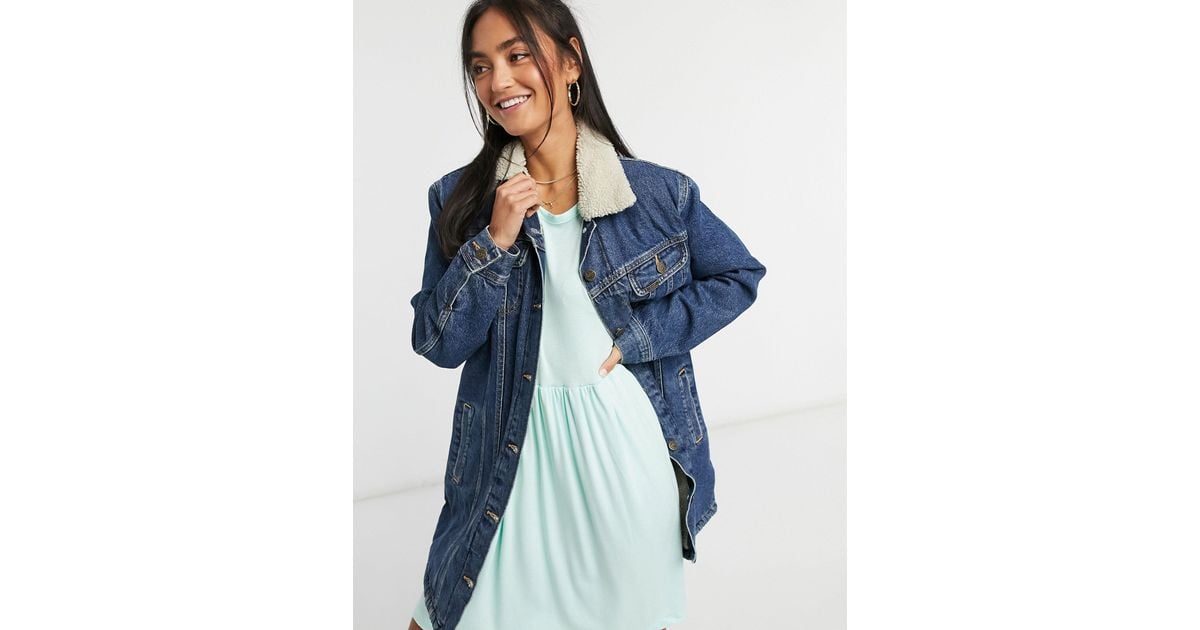 denim sherpa duster
