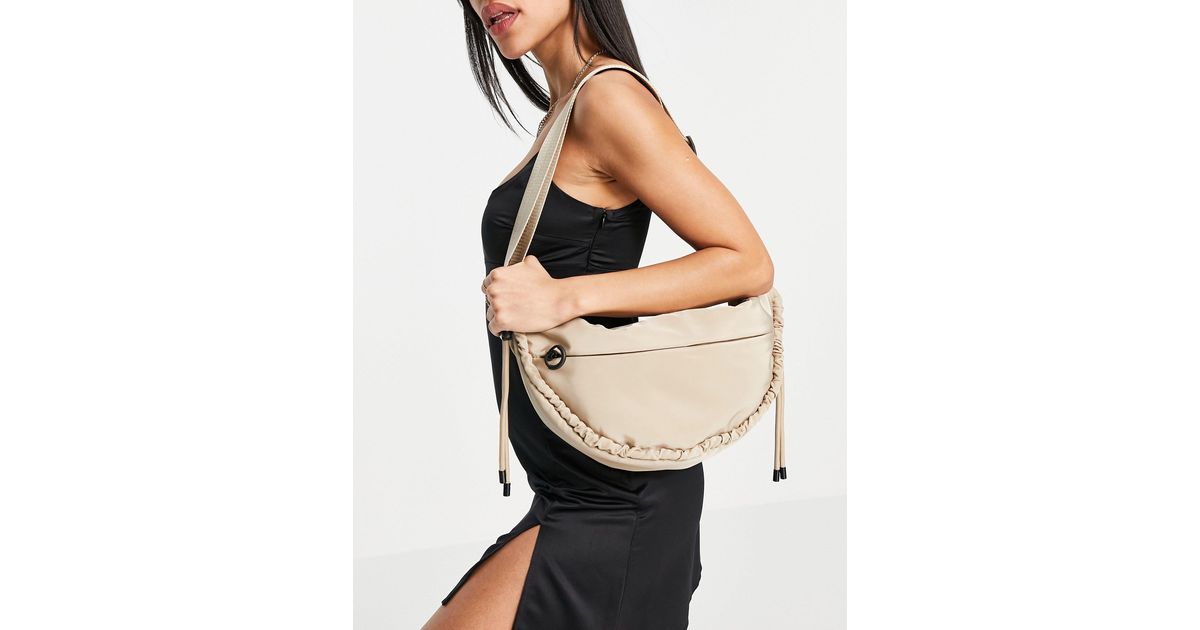 TOPSHOP Nylon Ruched Slouchy Crossbody Bag in Black Lyst UK