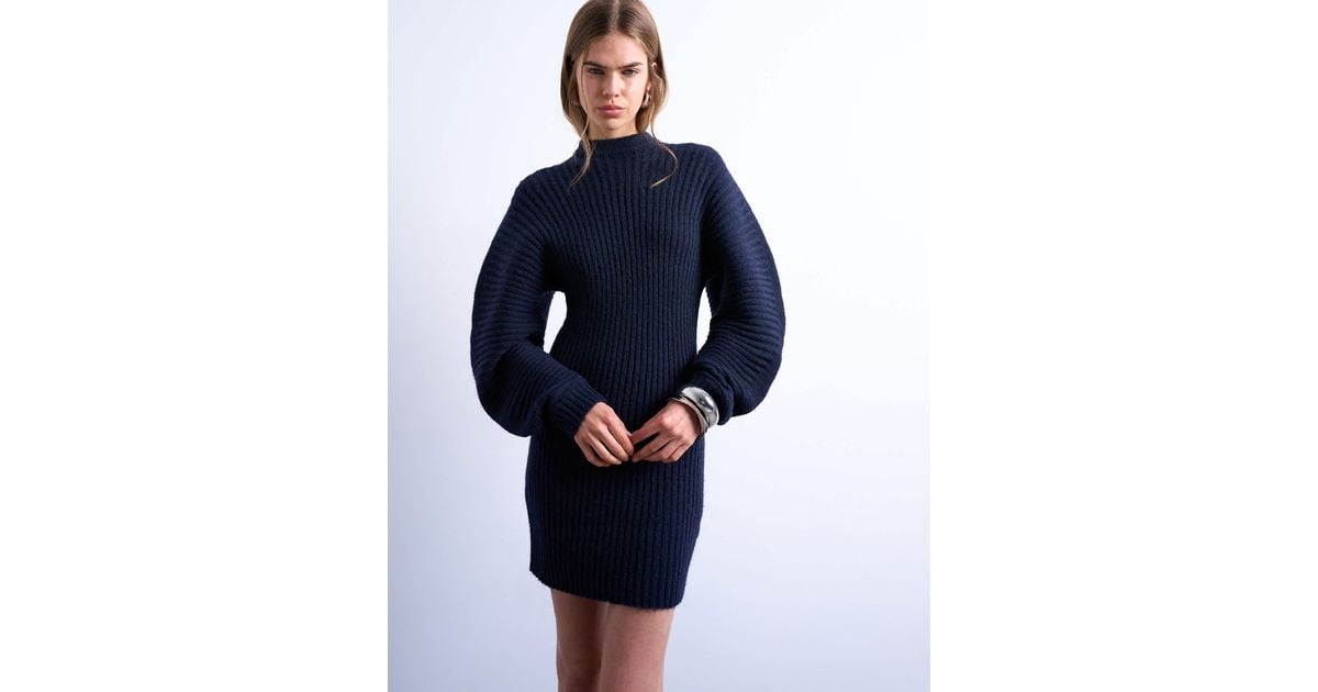 topshop ribbed dress Topshop Jersey Ribbed Long Sleeve Midi Dress, Size 10 Us in Black