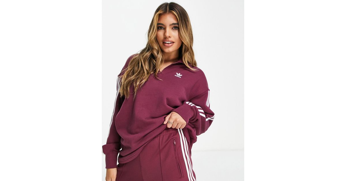 adidas Originals Adicolor Three Stripe Quarter Zip Sweatshirt in