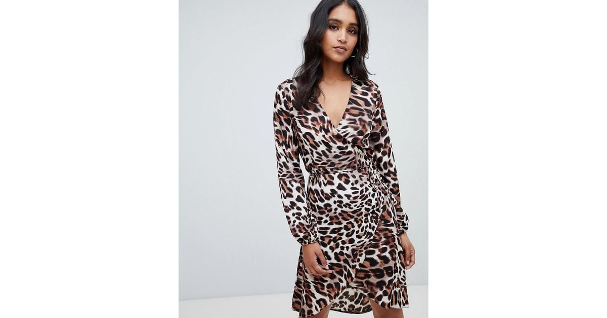 lipsy polka dot frill wrap dress