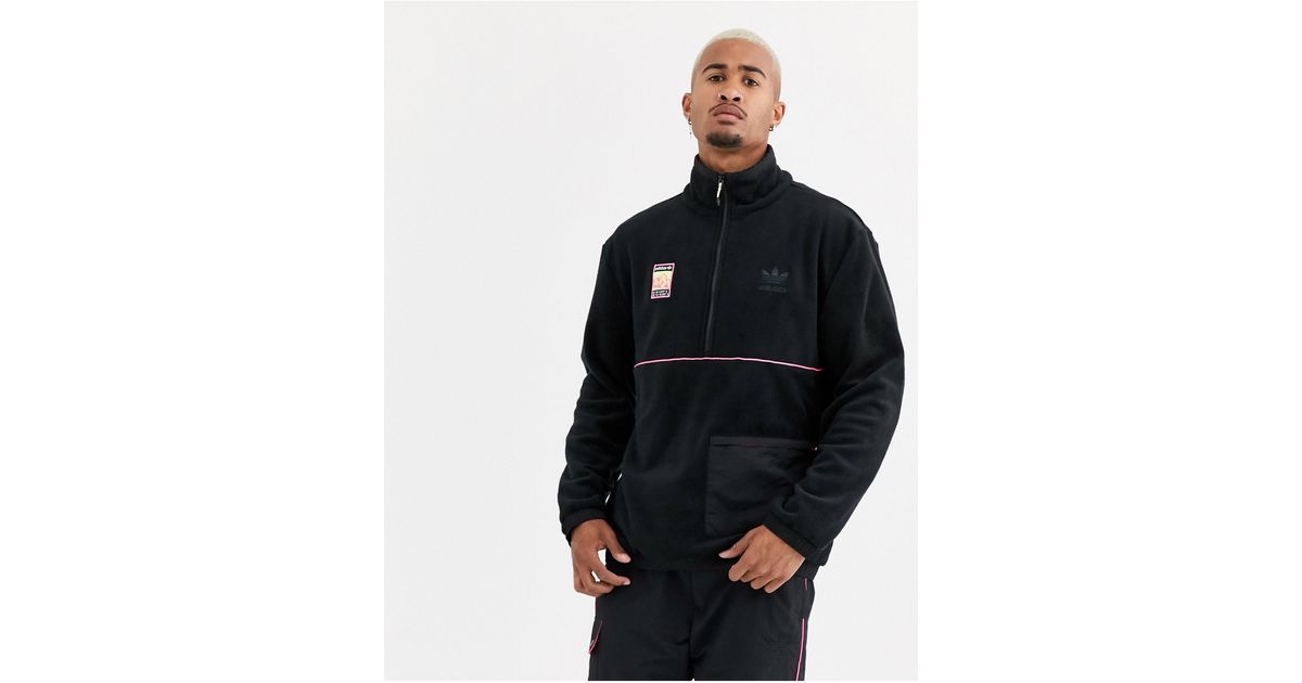 adidas originals adiplore polar fleece jacket in black