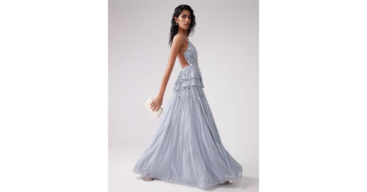 asos design cami structured maxi dress with trailing floral embellishment ASOS DESIGN tiered cami layered maxi dress in floral print