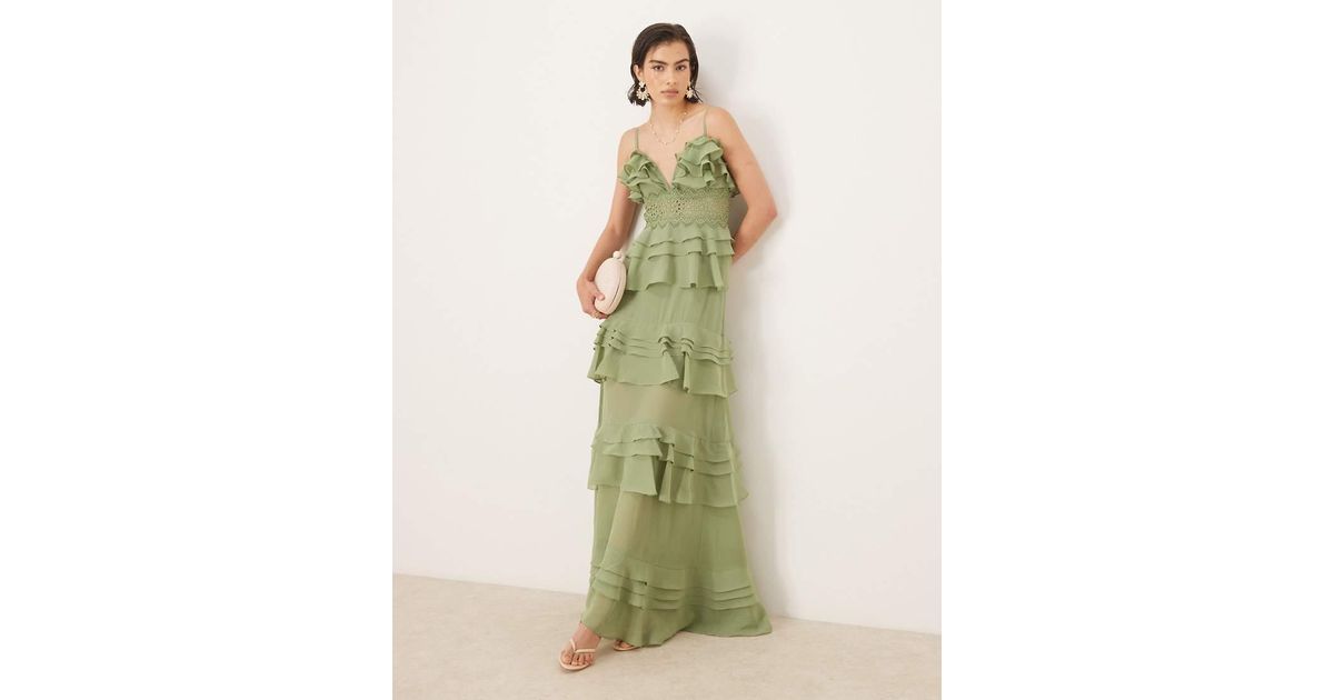 True Decadence V Neck Maxi Dresses in Green | Lyst UK
