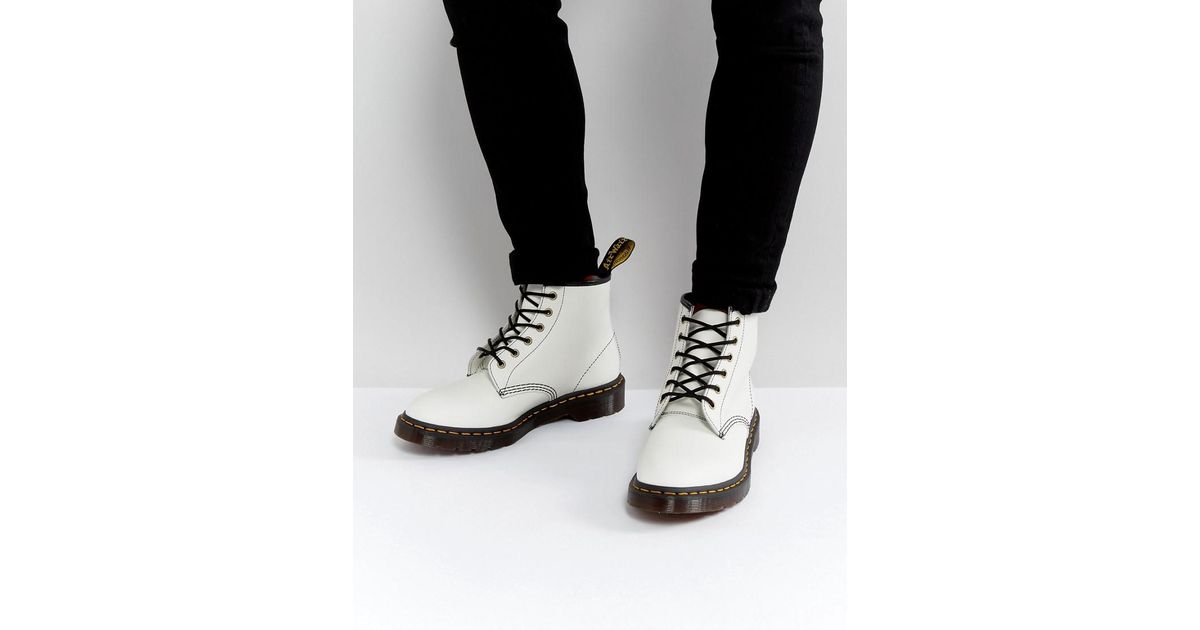 Dr. Martens Leather 101 Arc 6 Eye Boots in White for Men | Lyst