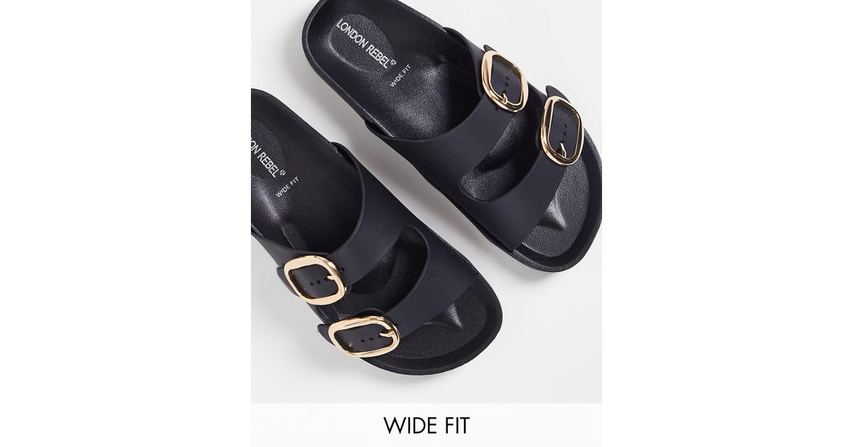 london rebel double buckle footbed sandals