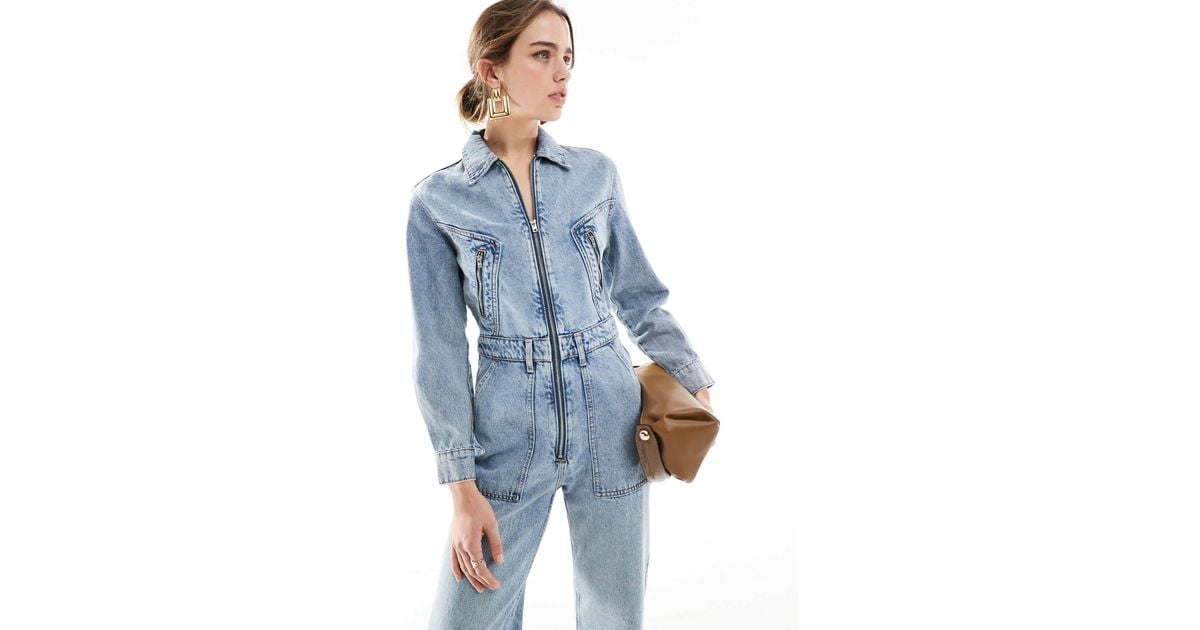 Combinaison oversize en jean Mango en coloris Bleu Lyst