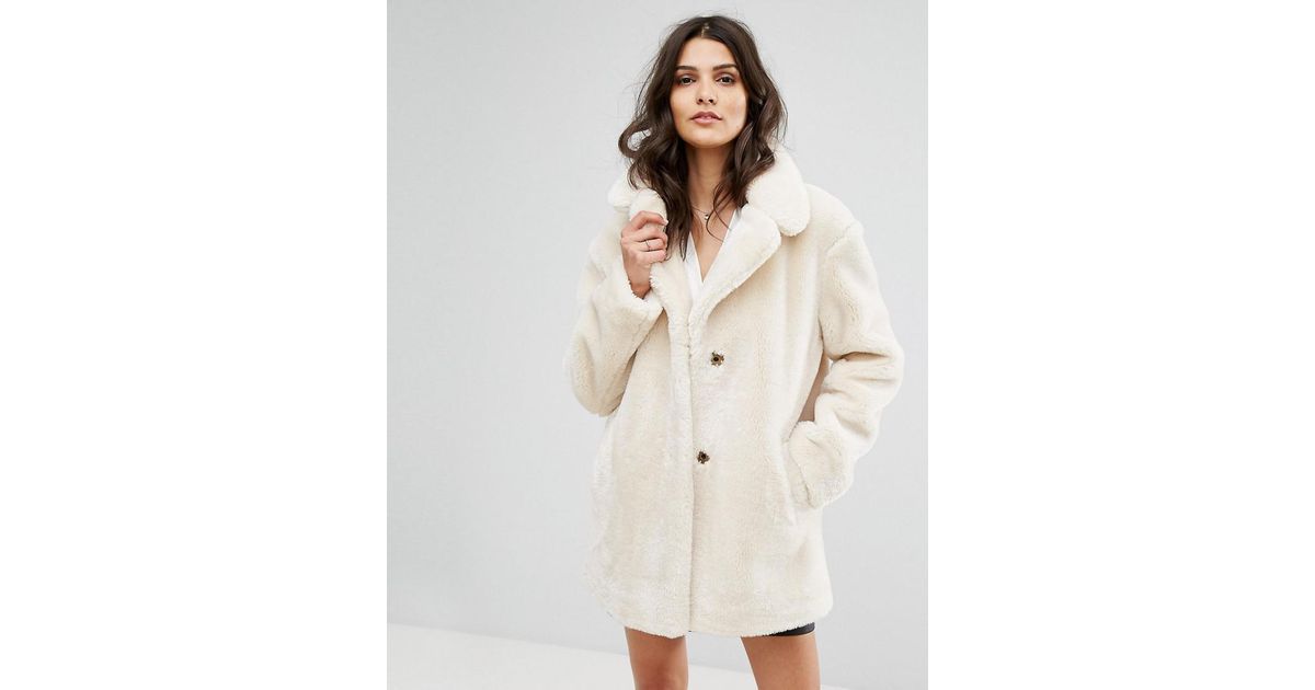 cream teddy bear coat