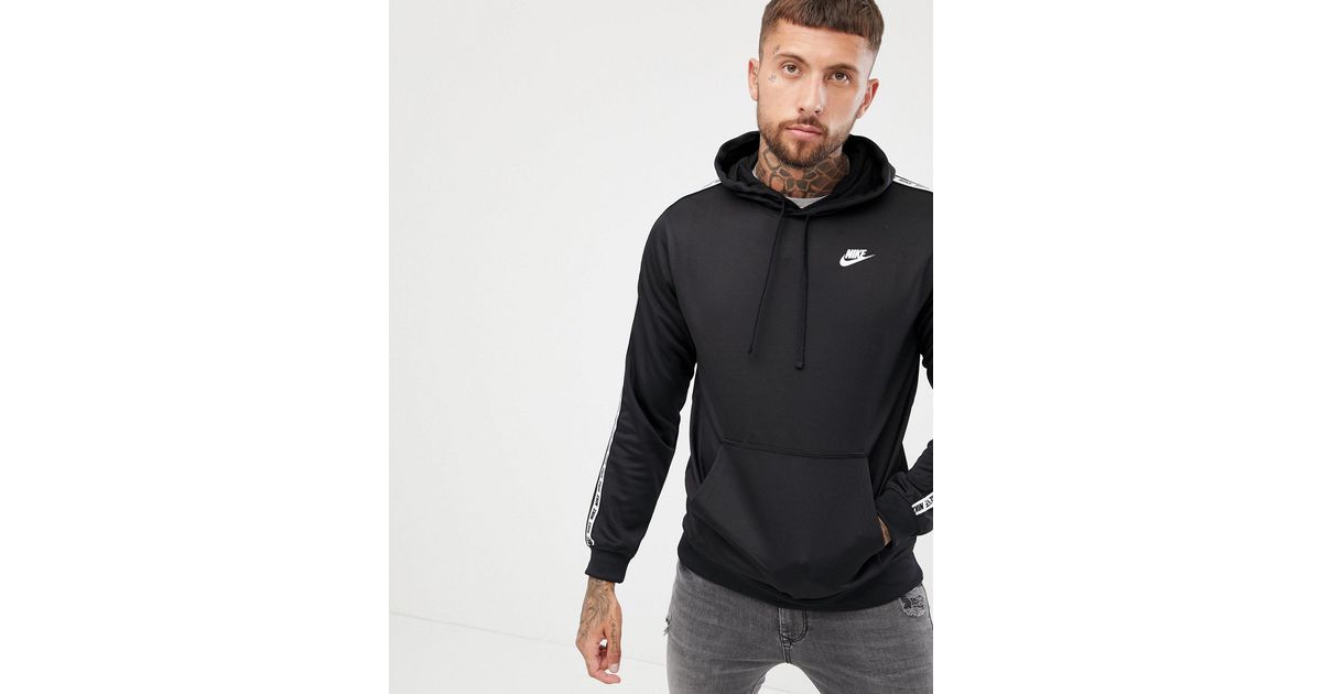 nike taping pullover hoodie in black
