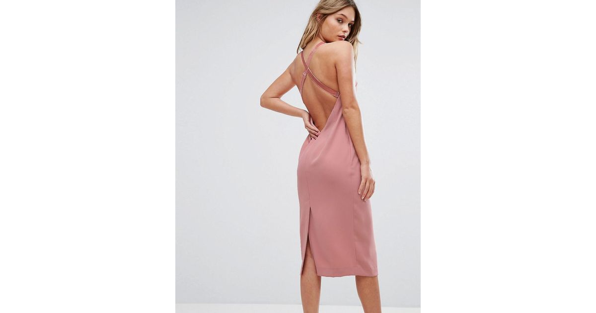 Bec & Bridge Velvet Strap Dress With Cross Back in Pink | Lyst Canada