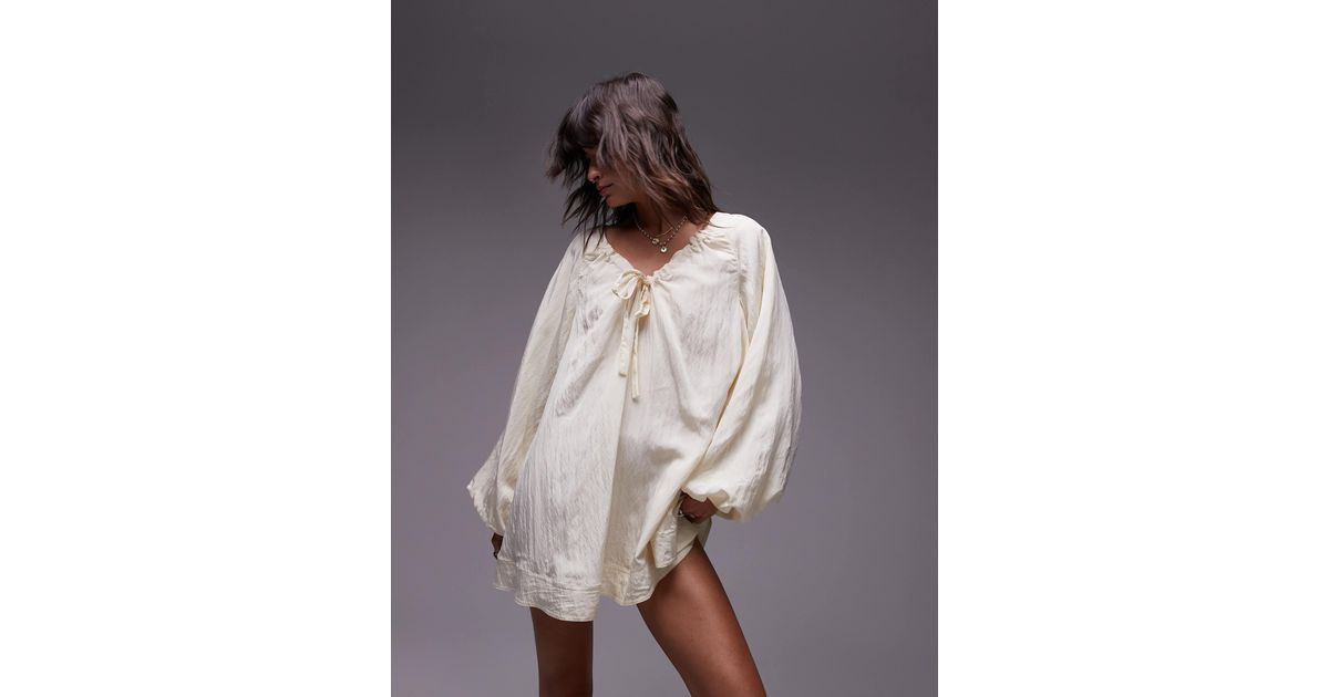 topshop tech mini trapeze dress in buttermilk Topshop tech mini trapeze dress in buttermilk