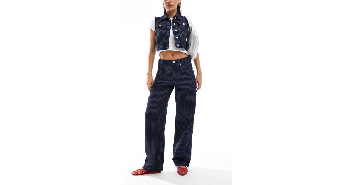 Pull&Bear Striped Barrel Fit Jean Co-ord in Blue Lyst UK