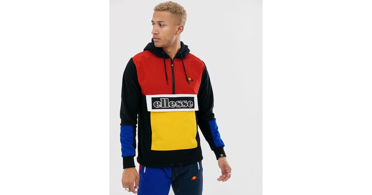 Ellesse Synthetic Legno Half Zip Colour Block Hoodie With Panels in Black  for Men | Lyst