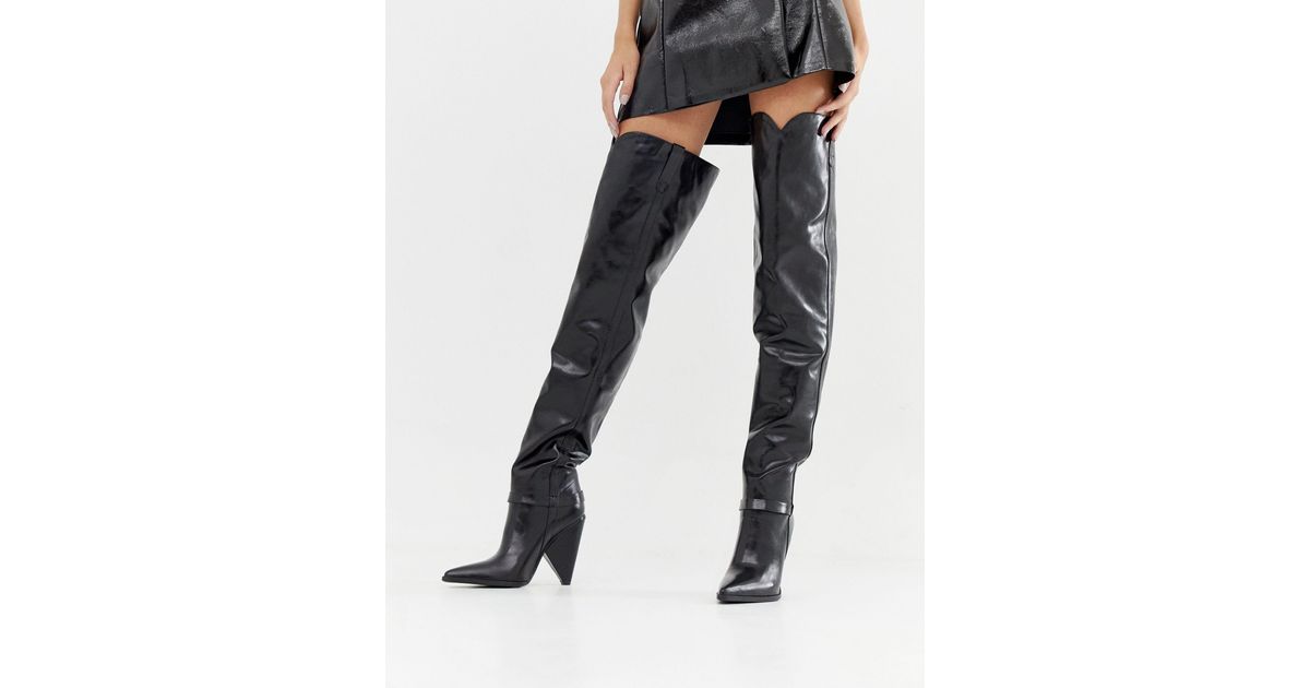 cone heel over the knee boots