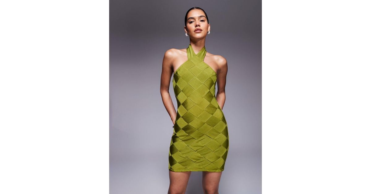 green checkerboard dress Women's The Tie Dress in Sublime Green Checkerboard – Brixton Europe main image 1