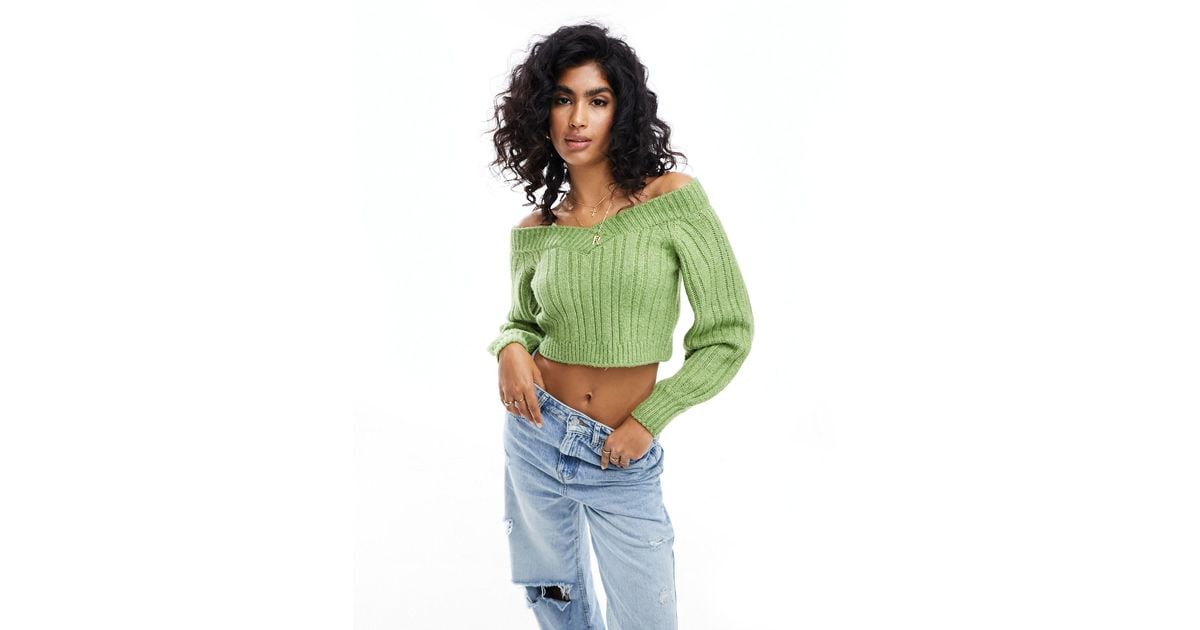 Off the shoulder crop hotsell jumper