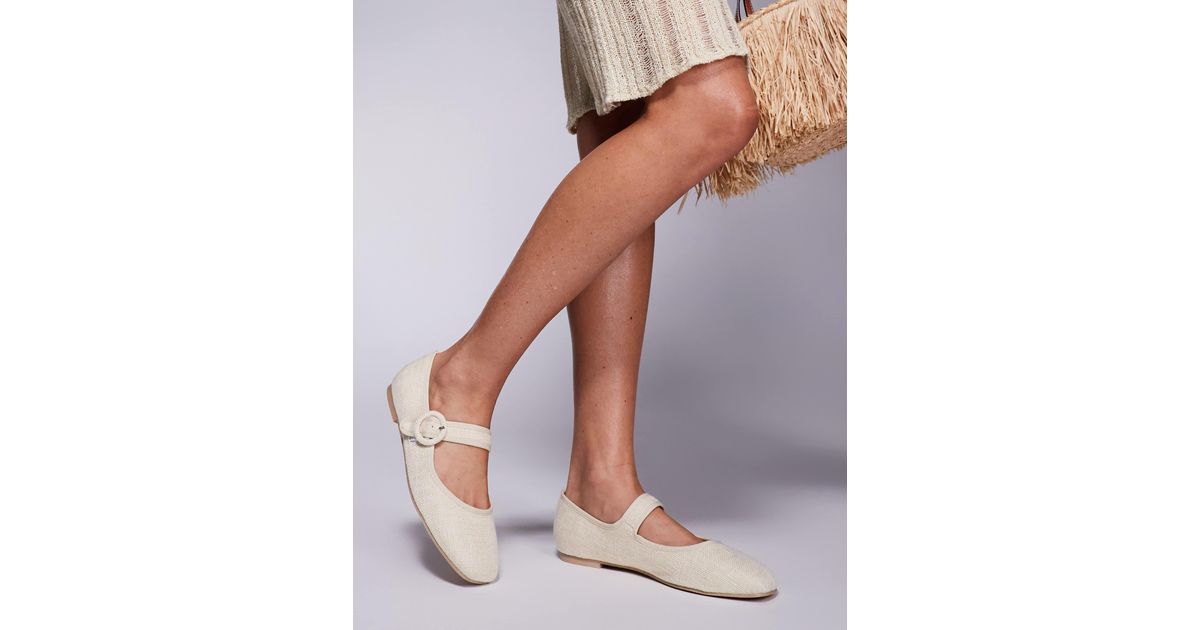 Public Desire Griffin Mary Jane Ballet Flats in Natural | Lyst
