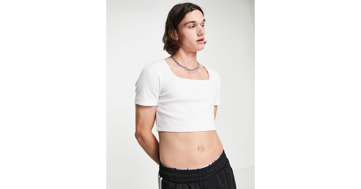 ASOS Cotton Muscle Fit Crop Top in White for Men | Lyst Canada
