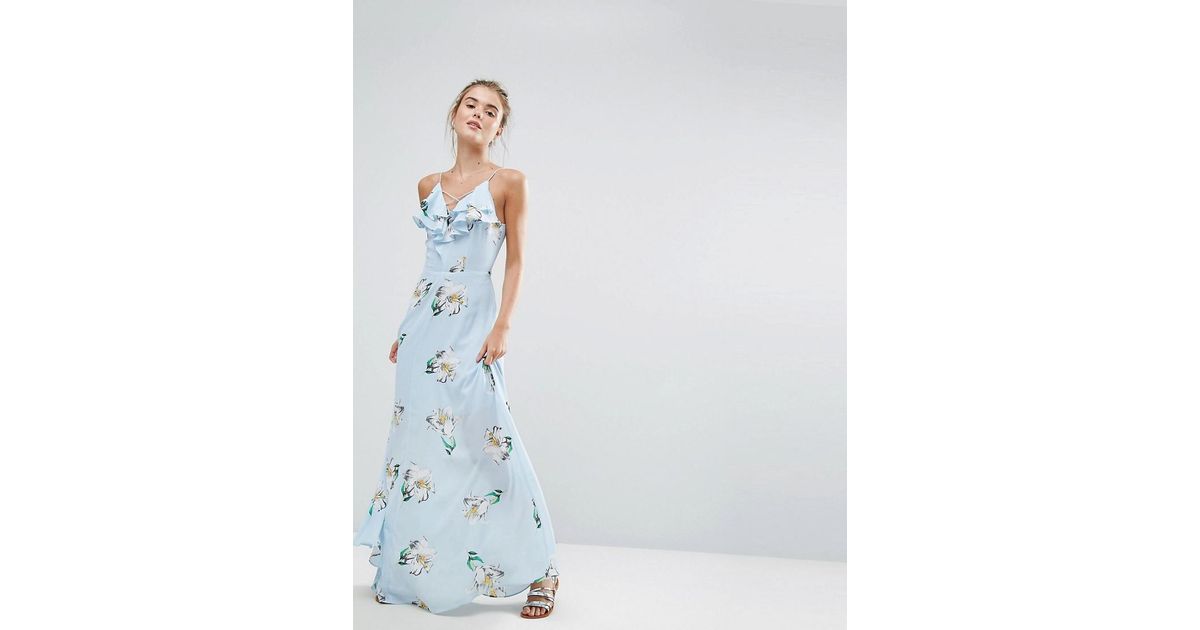 blue ruffle maxi dress